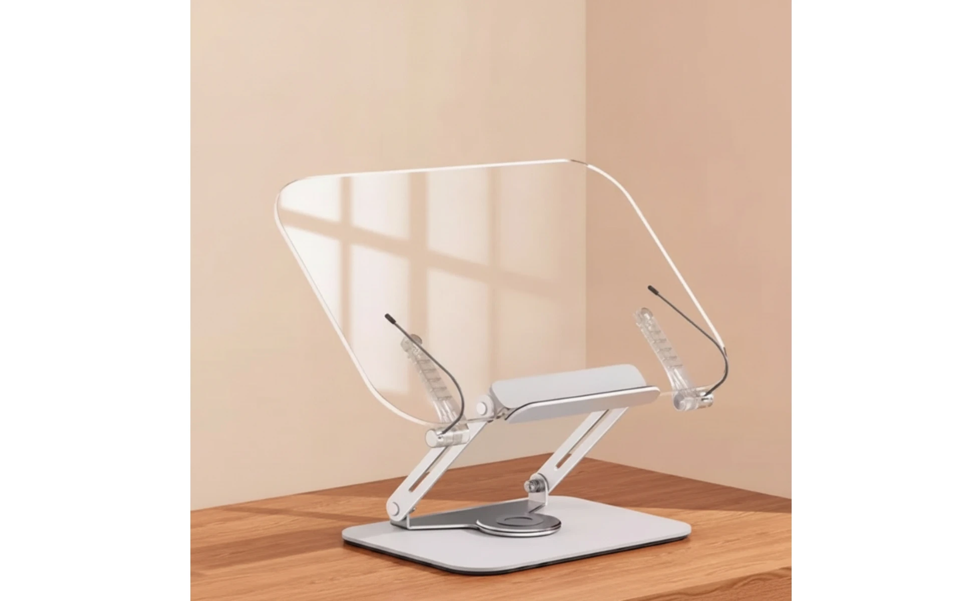 Clear Book Holder with Adjustable Arms Transparent Acrylic Reading Stand Book Stand with Page Clips Slanted Desk Accessories