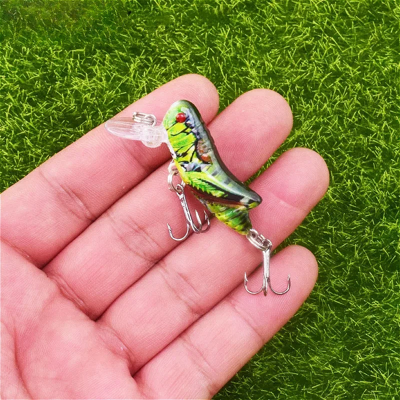 1PCS 4.5cm3.5g Insect Bionic Fishing Lure Grasshopper Minnow Hard Baits Squid Artificial Swimbaits Bass Carp Pike Fishing Tackle