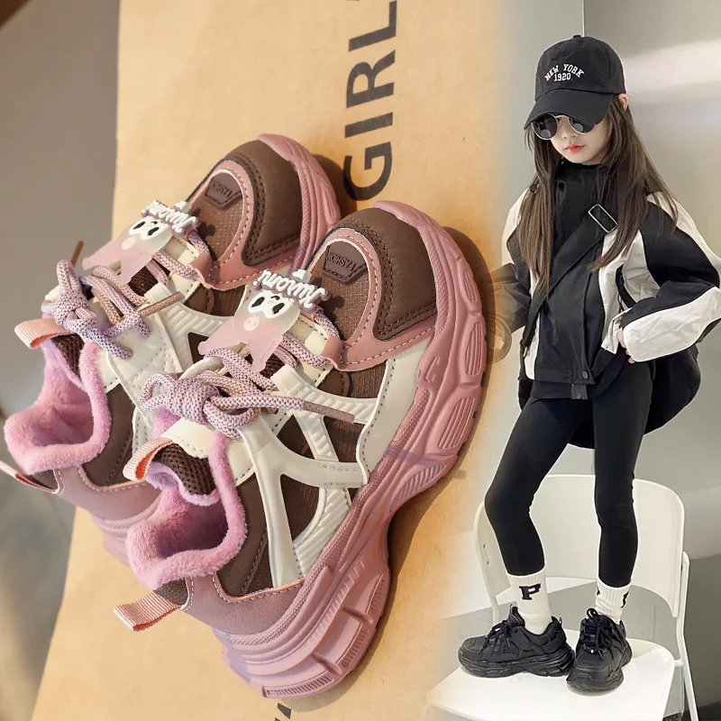 Sanrios Girl Velvet Sports Cotton Shoes Kuromi Autumn Winter New Anime Figure Sneakers Keep Warm Kawaii Cartoon Child Shoe