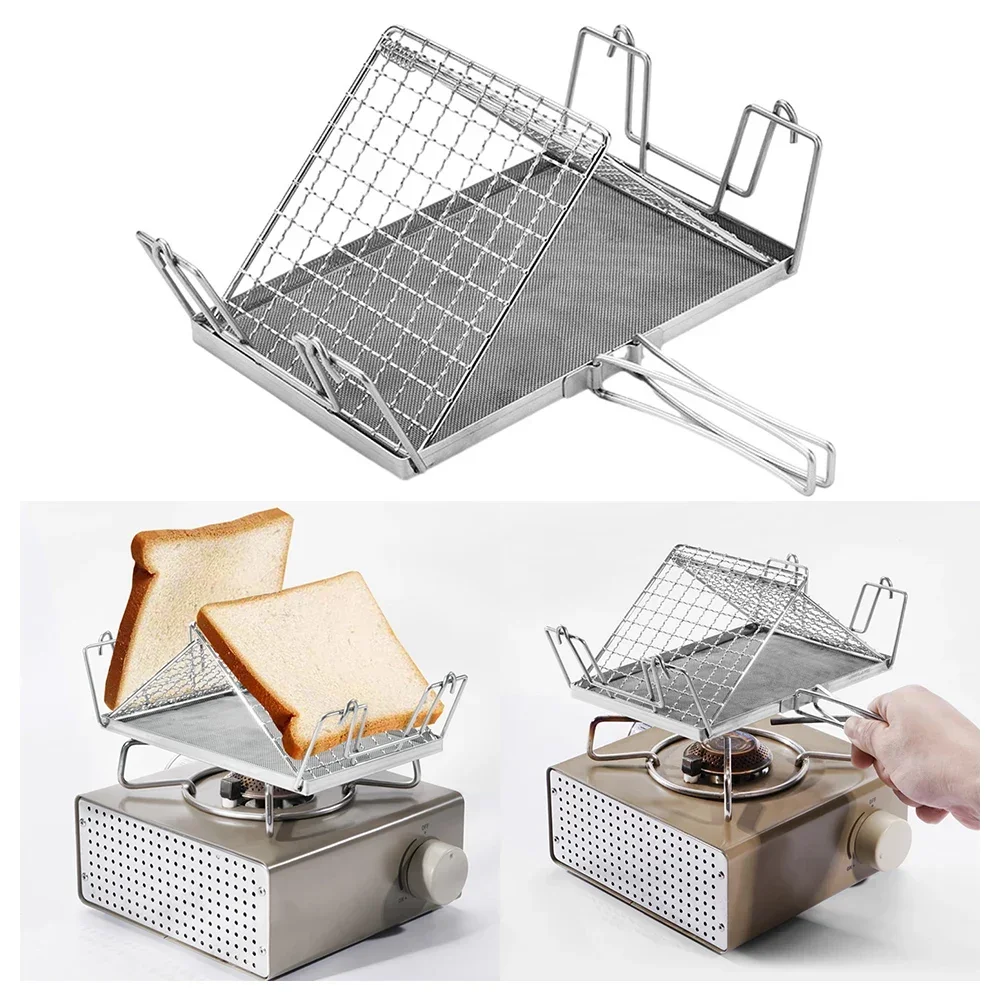 Stainless Steel Bread Toaster Rack Foldable Camping Stove  For Camping Picnic Stainless Outdoor Camping Accessories Practical