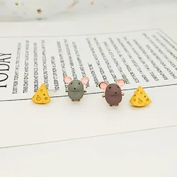 Cheese Mouse Asymmetrical Stud Earrings Fashion Trends Women's Beautifully Jewelry Valentine's Day Birthday Gift