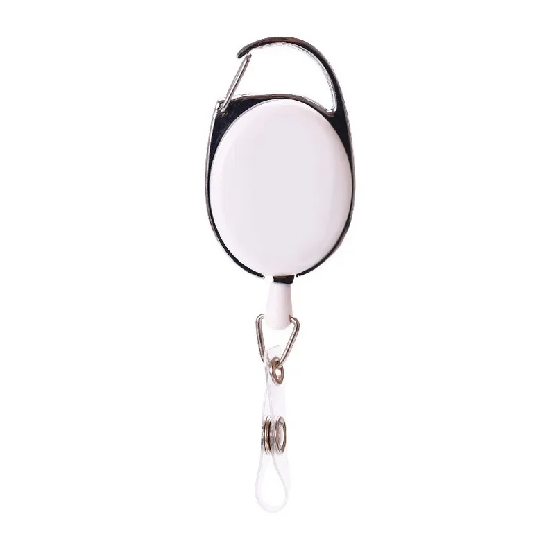 1Pc Badge Reel Holder Keychain Retractable Carabiner Hooks ID Card Roller Waist Clip Buckle Keyrings Accessories Gift