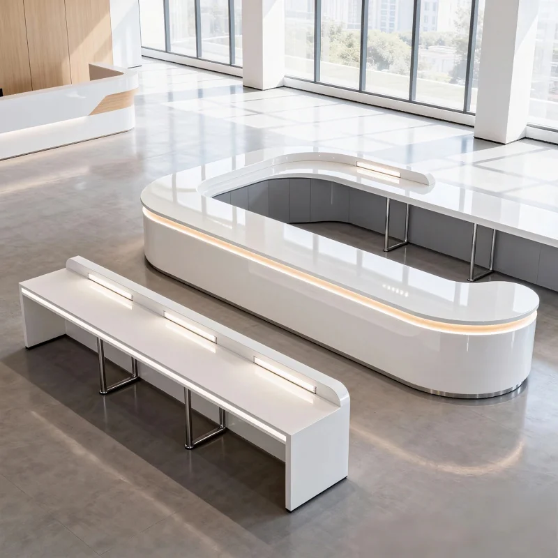 custom.Office Furniture Desk Tables Set Scrivania  Modern Front Desk Luxury Reception Desk Beauty Salon Automobile 4S