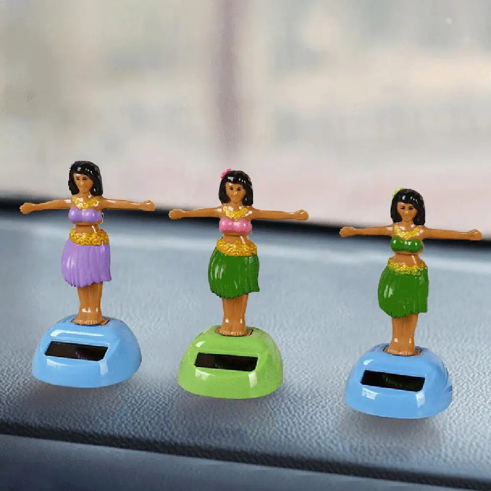 Decoração de carro boneca dança acessórios de carro brinquedo de energia solar balançando cabeça havaí balançando animado menina ornamento de carro estilo de carro