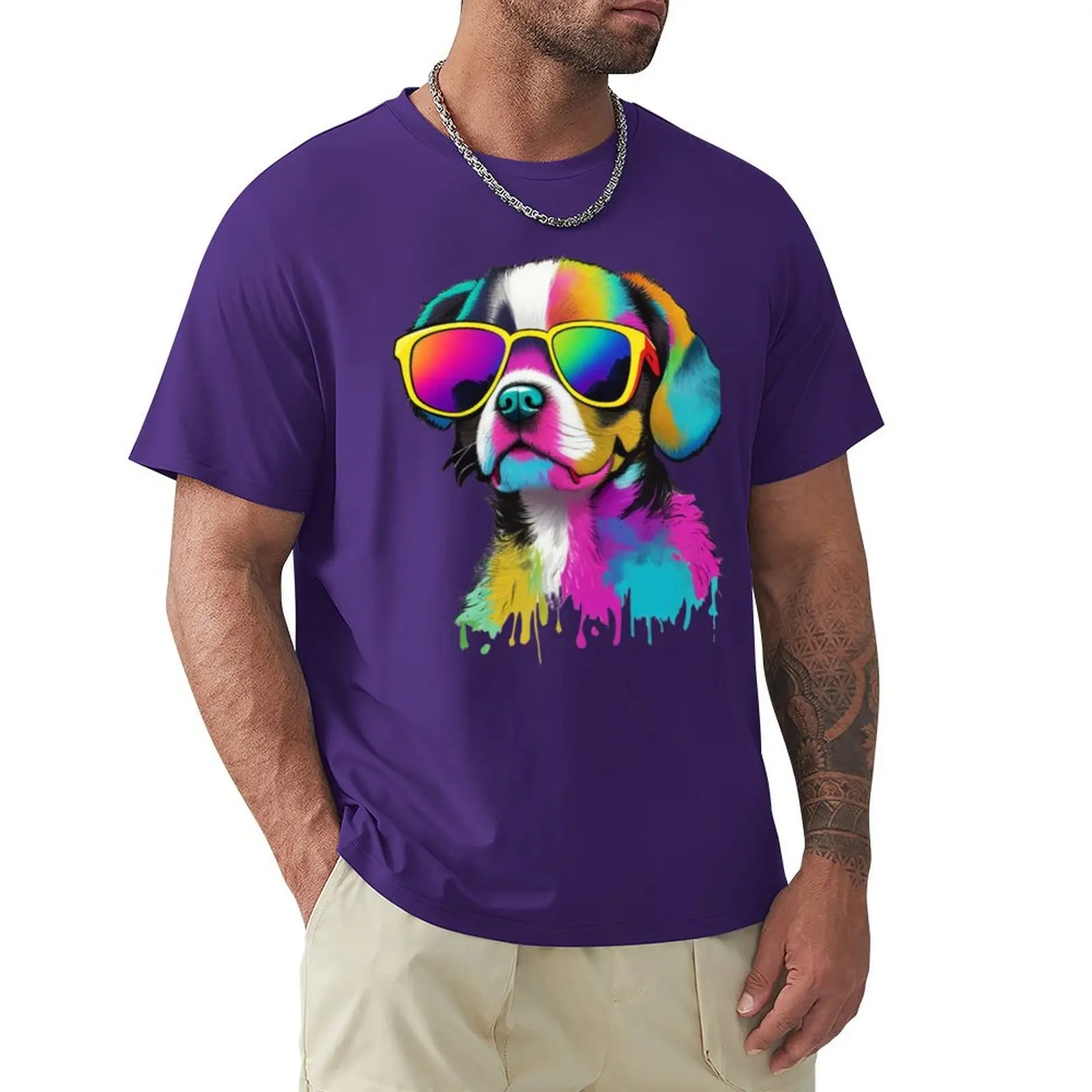 Doog colorful T-Shirt boys animal print funnys cute tops Aesthetic clothing mens tall t shirts