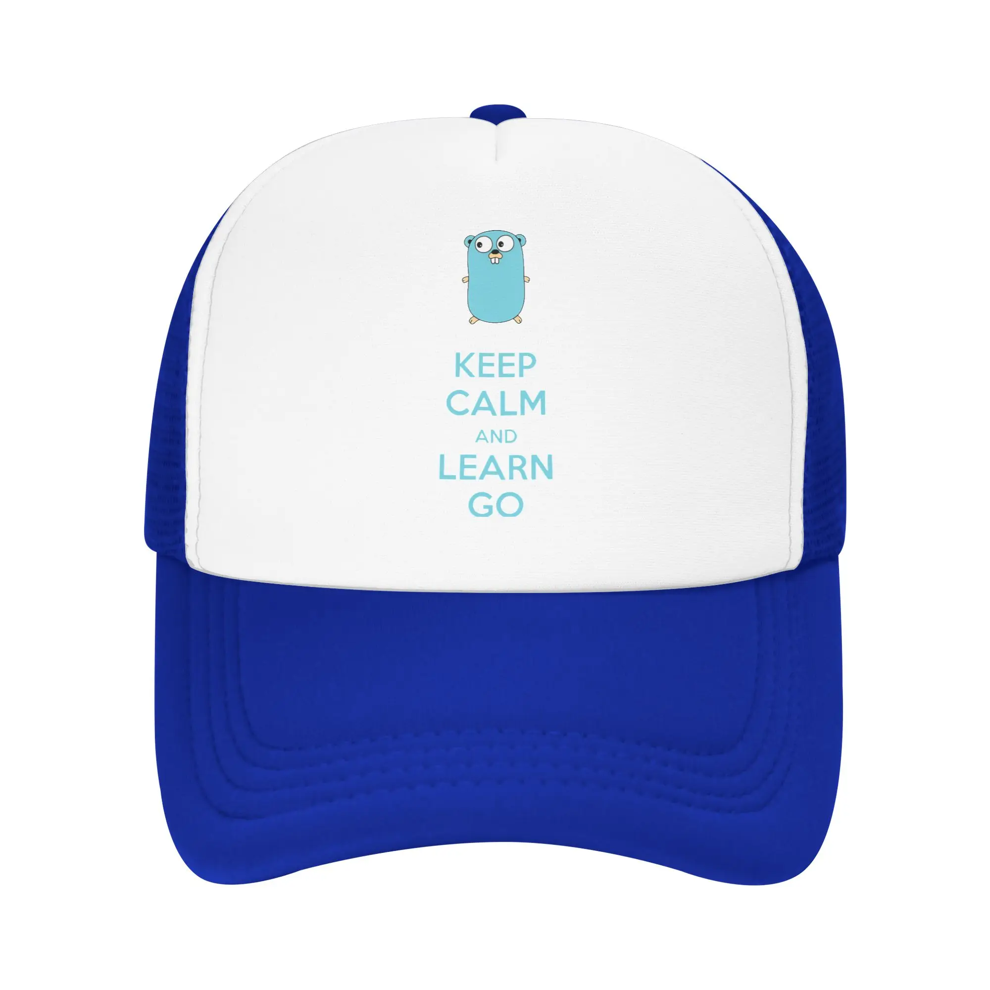 Keep calm and Learn Go GoLang Gopher Mesh Cap Merch for Unisex Adjustable Snapback Mesh-Back Breathable Cooling Hats