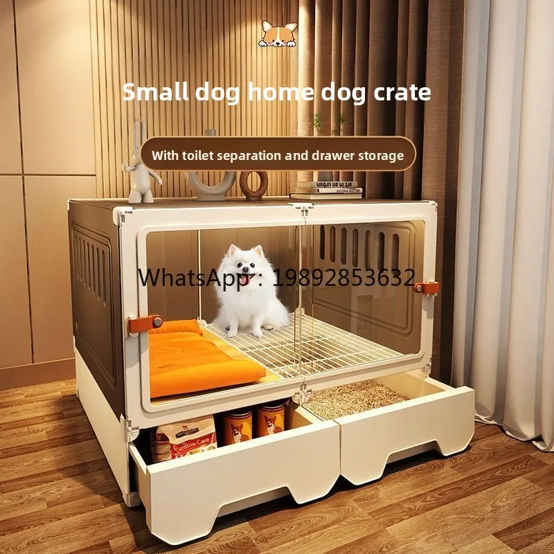 LYY Panoramic Dog Cage for Small Dogs with Toilet, Separate Room, Large Space Pet Dog House, Luxury Villa