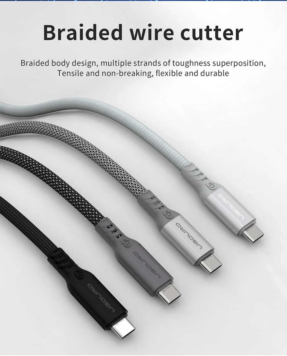 UGOURD Thunderbolt 4 USB4-Kabel 40 Gbit/s Thunderbolt3 0,2 m-2 m 3 m Typ-C-Schnellladekabel 240 W Datenübertragung USB C für Laptop SSD – Detail 10