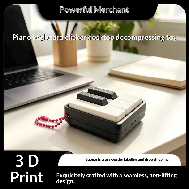 ● Mini-jouet anti-stress créatif en forme de clavier de piano, imprimé en 3D, design tactile à clic, pendentif relaxant pour le bureau et le quotidien