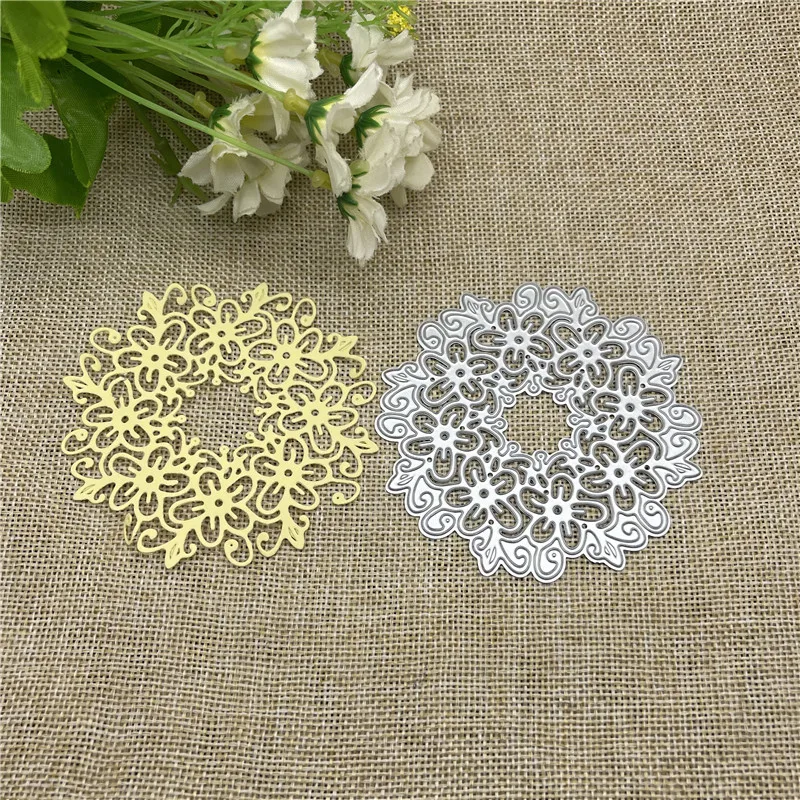 

Circle flower frame Metal cutting dies mold Round hole label tag Scrapbook paper craft knife mould blade punch stencils dies