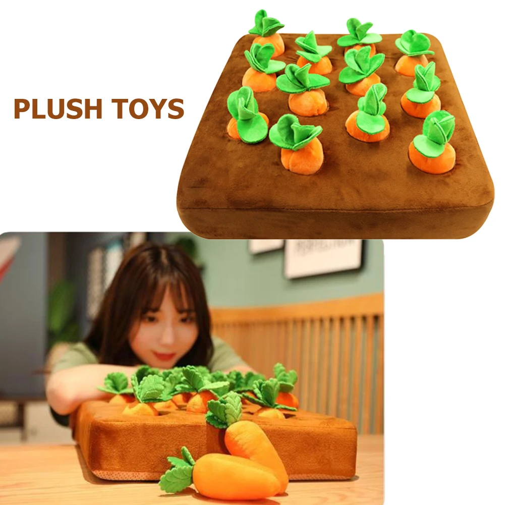 

Pet Dog Chew Toy Sniffing Mat 35x35cm Carrot Doll Radish Vegetable Field Plush Toy Child Interaction Early Education Toys Gifts