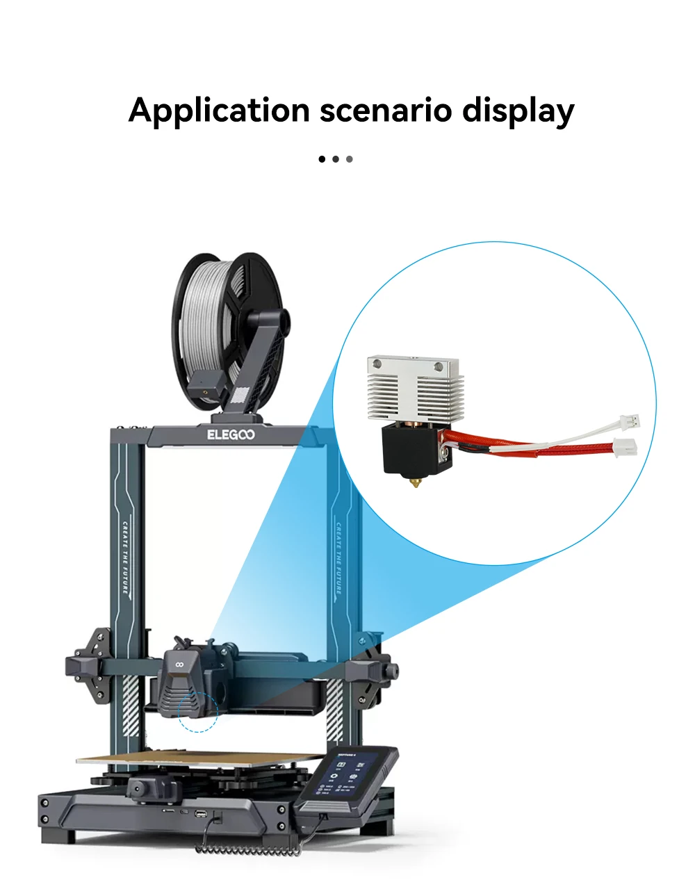 Hotend für ELEGOO Neptune 3/4 Hotend 3D-Drucker, komplett montiert mit Düse ELEGOO, offizielles 3D-Drucker-Zubehör – Detail 9