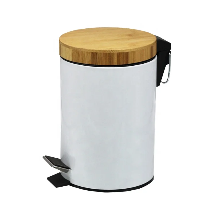 

7L Trash Can Waste Dustbin With Soft-close Bamboo Lid And Odor-absorbing Activated Charcoal Filter