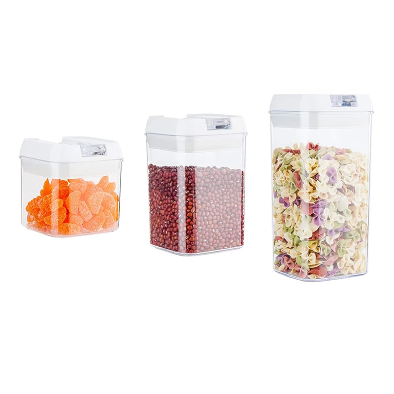 1set Kitchen Sealed Jar Plastic Seasoning Box Organizer Stackable Food Storage Box Multigrain Tank with Lid Cereals Container