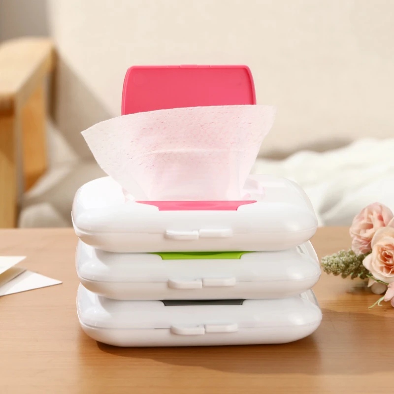 PP Material Baby Wet Wipe Pouch Portable Wipes Holder Case Flip Cover Snap-Strap Tissue Box Reusable Refillable Cosmetic Pouch