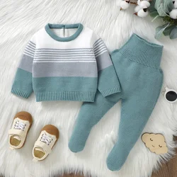 Newborn Boys Girls Sweater Shirts+Pants Outfits 2pcs Infantil Unisex Knitwear Winter Baby Clothes Autumn Casual Long Sleeve Knit