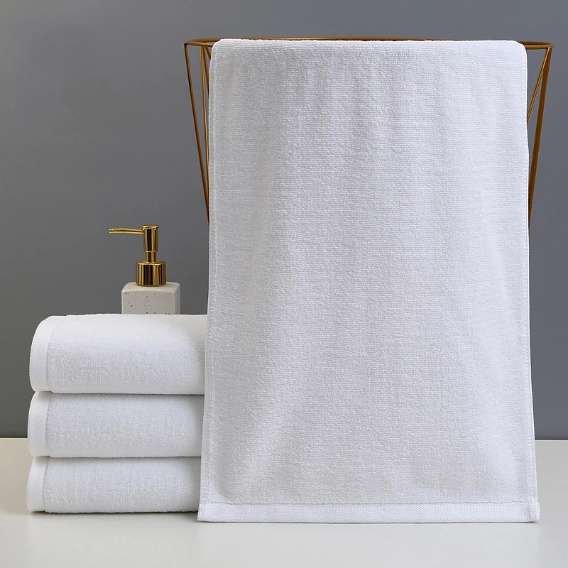 Hotel cotton towel wholesale, skin friendly soft, absorbent, star beauty salon hotel embroidered custom bath white towel 35*75cm