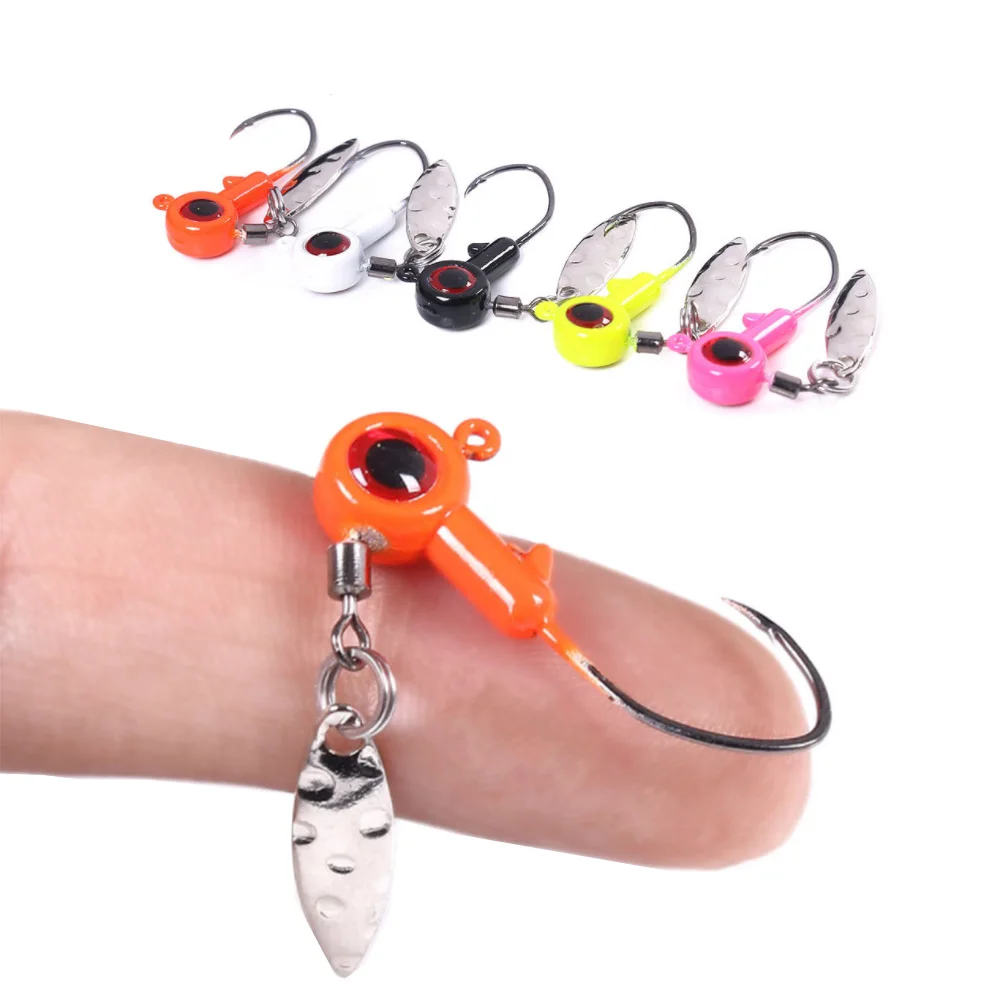 5pcs Fishing Jig Hook 1.75g/3.5g Spinner Blade Underspin Jig Crappie Jigs Hooks for Soft Lure Fishing Bass Trout