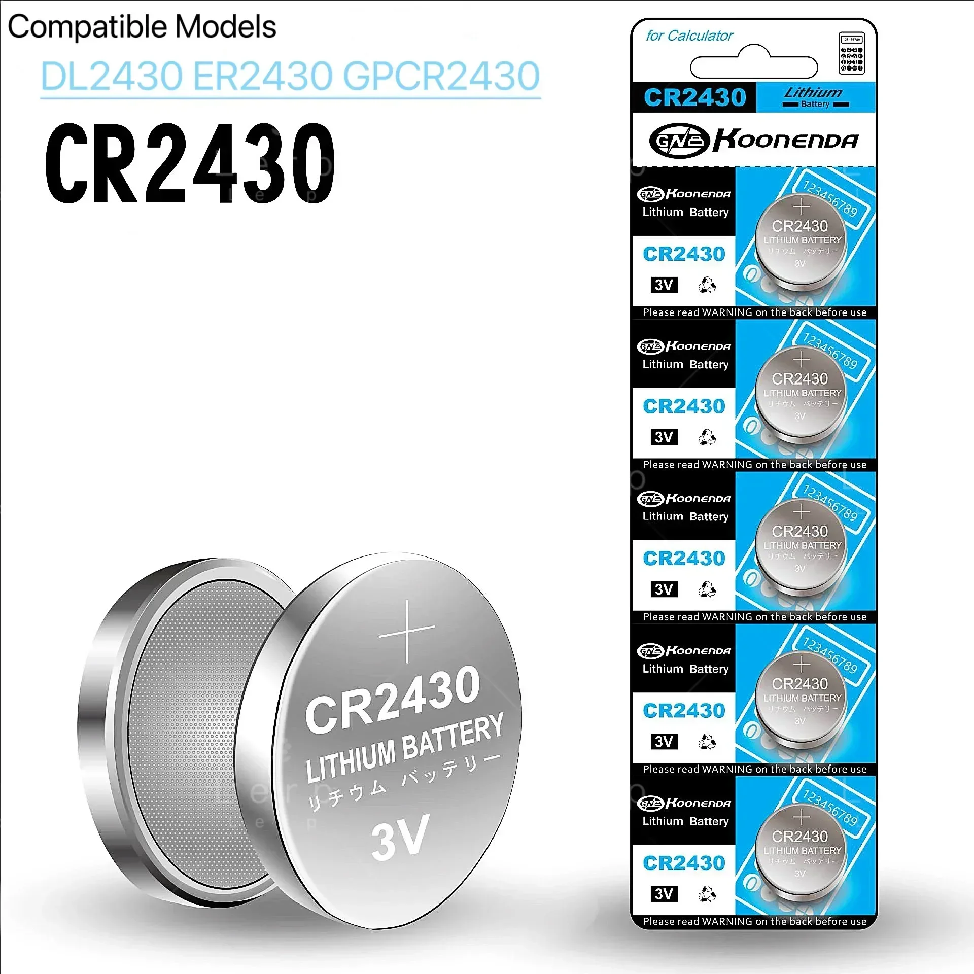 

CR2430 Button battery 3V lithium manganese buckle battery, compatible with DL2430 ER2430 GPCR2430