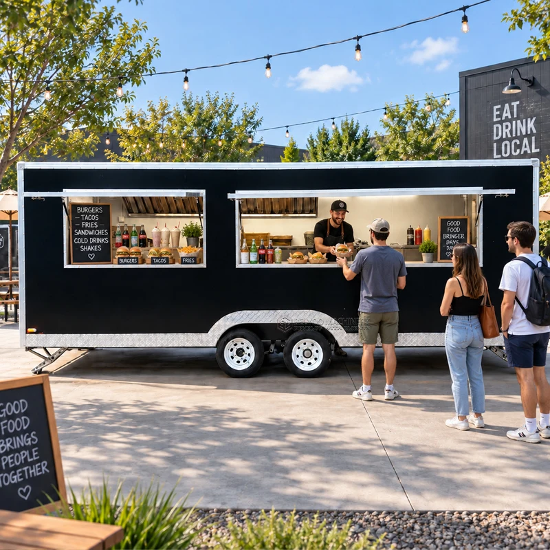 Belyoo Luxury Food Trailer Mobile Food Kitchen Double Axle Outdoor Custom Food Concession Catering Trailer