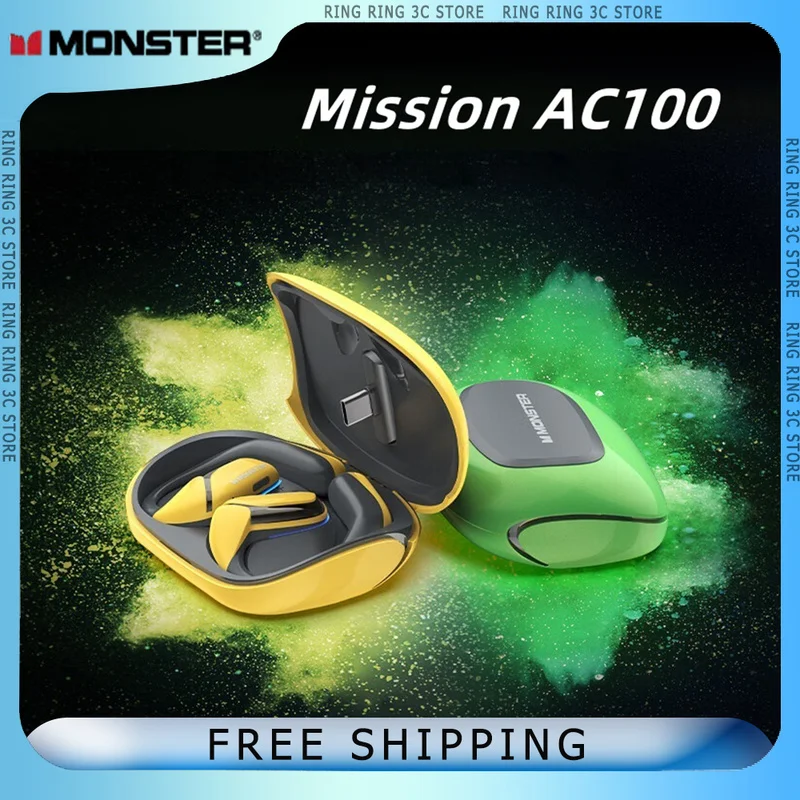 MONSTER Mission AC100 Беспроводные наушники с воздушной проводимостью Bluetooth-наушники ENC с двойным микрофоном Интеллектуальные наушники с шумоподавлением вызова