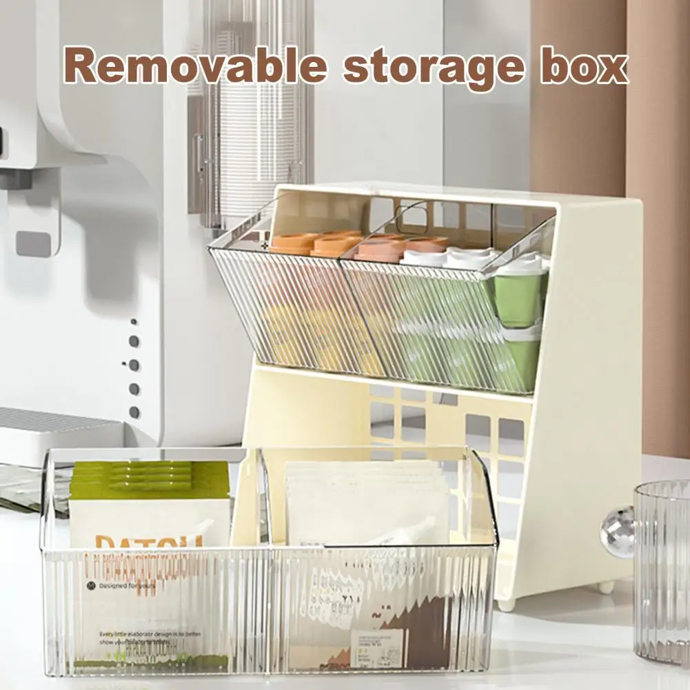 Convenient Tea Bag Container Easy Access Tea Bag Organizer Dust-proof Tea Coffee Sugar Container  Organizing