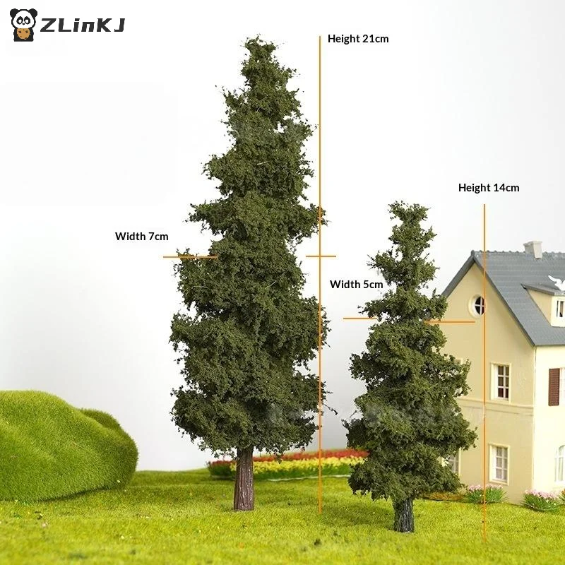 ▶ 1 Stück 14/21cm Modell-Kieferbaum für Modelleisenbahn-Simulation, Drahtbaum-Modell, Sandtisch-Material, Handgefertigte DIY-Landschaftsdekoration