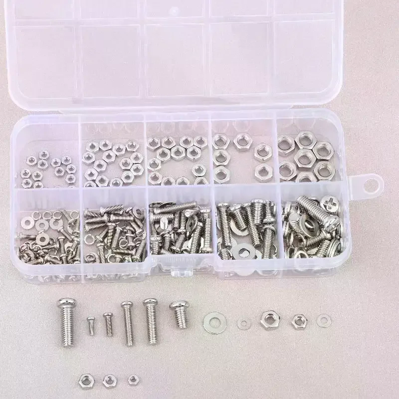 320Pcs Screws Nuts Washers Assortment Kit Rustproof Metric Hardware Set M2 M2.5 M3 M4 M5 For DIY Home Repair Industrial Use