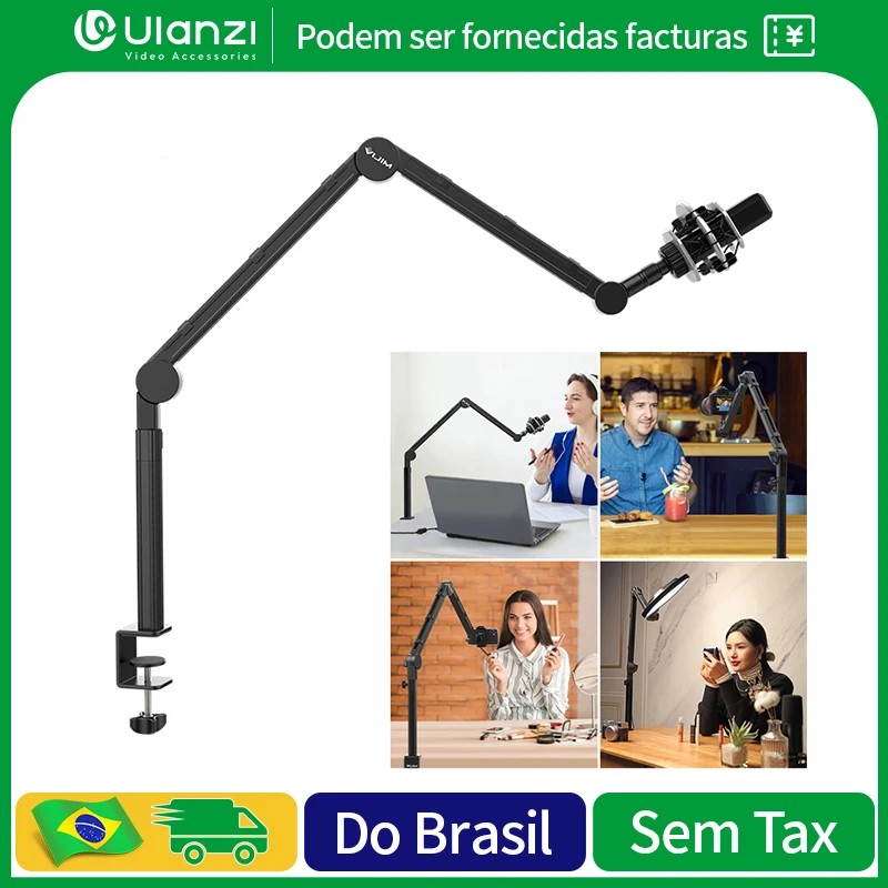 Vijim LS25 حامل ميكروفون للتمديد المعادن تعليق مقص حامل ذراع كاميرا الهاتف ملء ضوء سطح المكتب Mic حامل قصاصة ترايبود