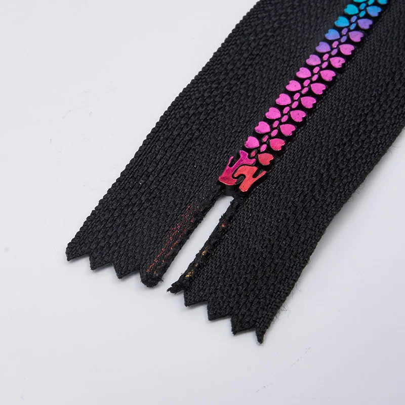 5# Gradient Color Resin Teeth Zippers Colorful Square Open-end Auto Lock Zippers Garment Accessories DIY Apparel Sewing