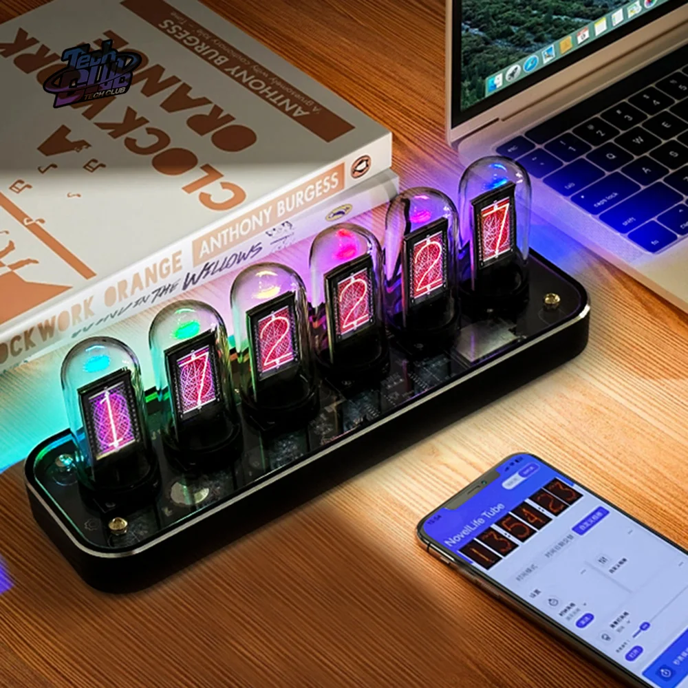 Tube Clock Nixie Tube Clock Kit Digital Calendar Stopwatch 6 Bit LCD Time Photo Display Creative Desk  Home Decoration