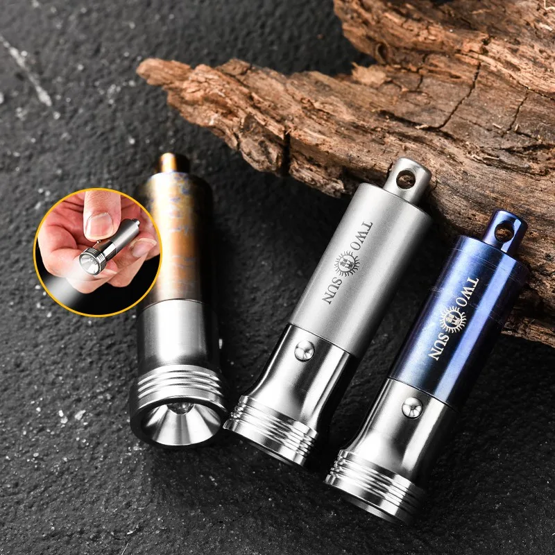 Emergency Waterproof Lamp with Necklace Titanium Alloy Mini LED Flashlight Portable 60LM Fixed Focus Camping Outdoor EDC Tool