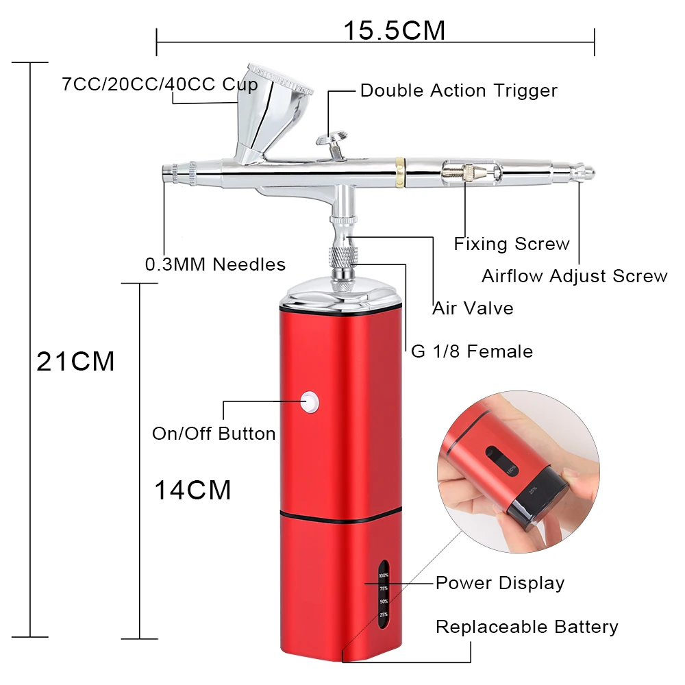 Cordless Airbrush Compressor High Power Professional Travel Beauty Care Nano Spray Replace Battery Art Tattoo Pneumatic Tool