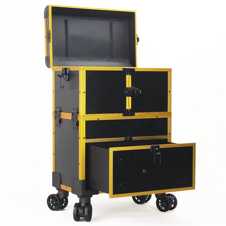 Multi-Funcional Trolley Case on Wheels, Nails Rolling Toolbox, Mala de Maquiagem Profissional, Cosmetic Case on Wheels, Viagem