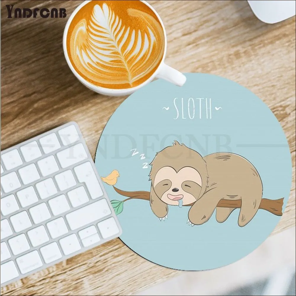 Sloth animal cute Mousepad Round Custom Desktop Desk Mat Kawaii Gaming Accessories Students Writing Pad Mouse Pad for PC Mouse