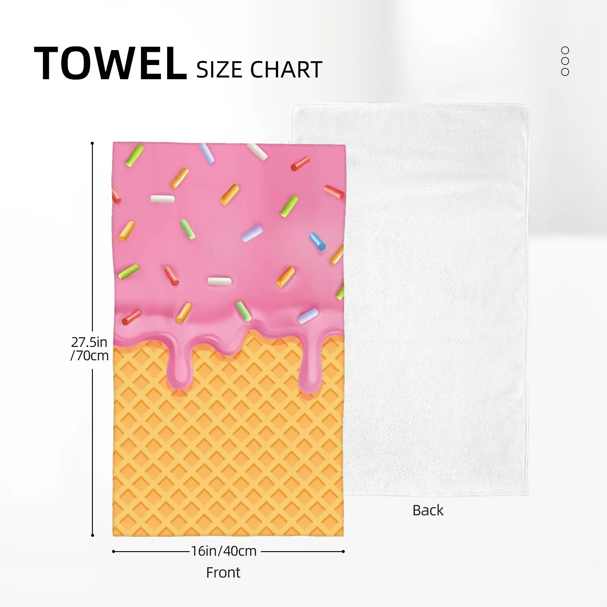 Custom Strawberry Ice Cream  Soft Face Towel Quick Dry Pool Bath Cotton Towels Absorbent Quick
