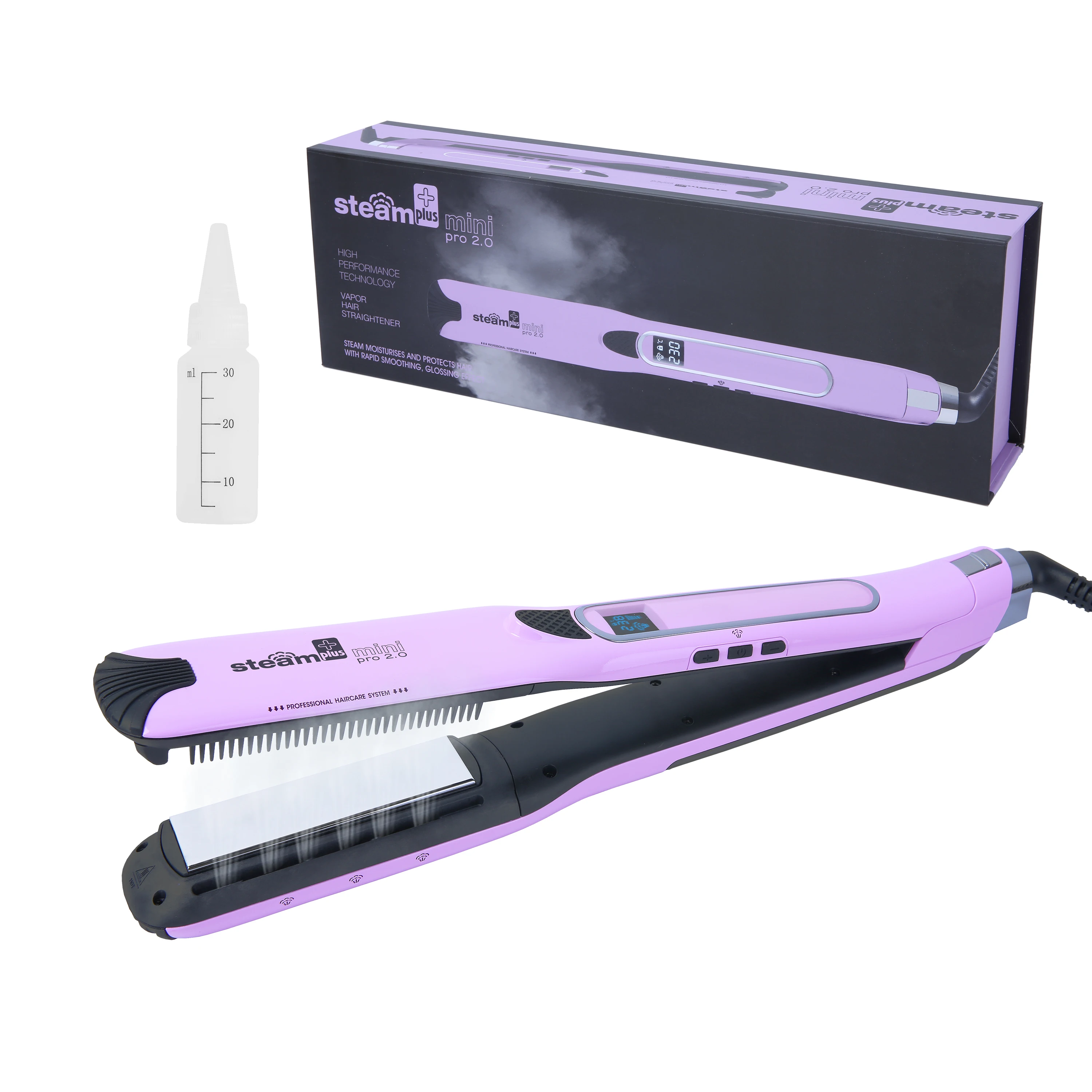 

Hair Straightener with Steam,Flat Iron with 5 Level Adjustable Temperature +Digital LCD,Nano Titanium Ceramic Heat