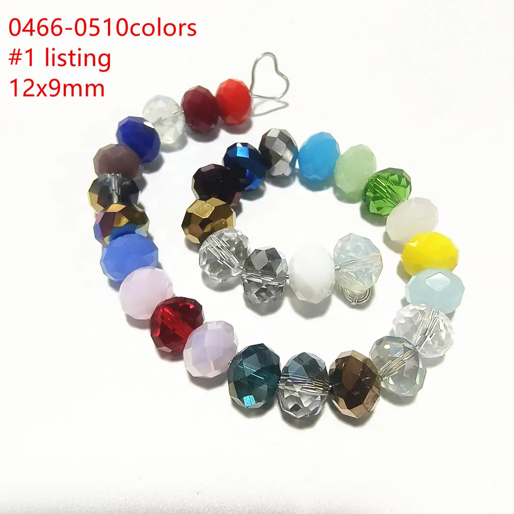 #1listing 10pcs 12x9mm Crafts Glass Rondelle Crystal DIY Findings Faceted Loose beads Spacer Bead Wholesale Jewelery Making