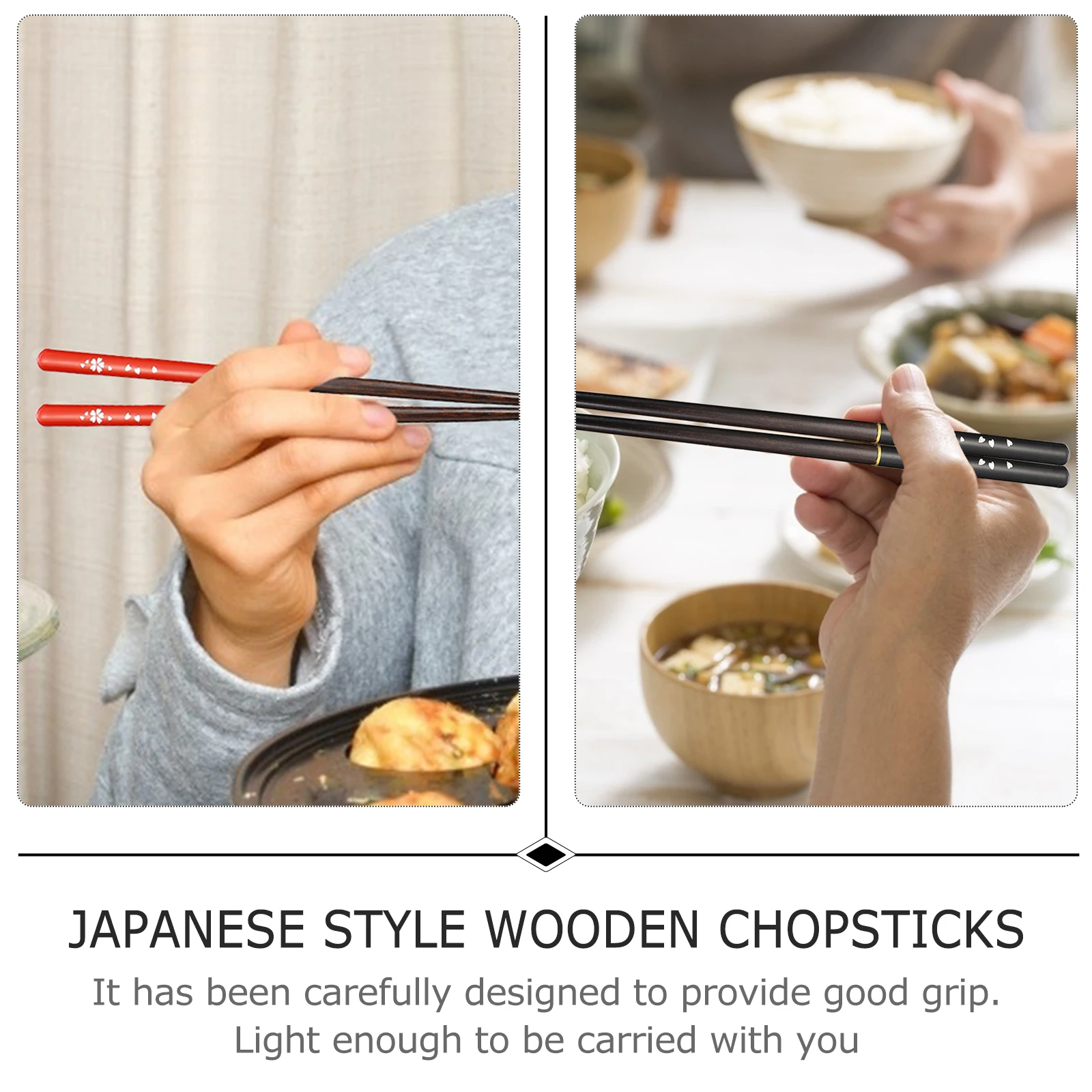 

1 set Japanese Wooden Chopsticks Chopstick Rest Set Gift Box Black Cherry Blossom Food Grade Smooth Lightweight Travel