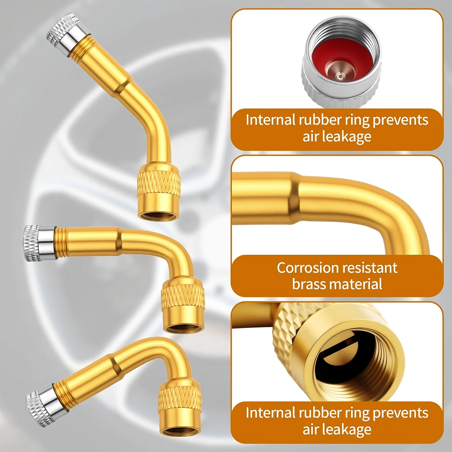 3 قطعة قافلة قضيب صمام الإطارات موسع الجبهة الخلفية الإطارات التضخم تمديد قضبان 45 ° /90 ° /135 °   زوايا للدراجات النارية RV
