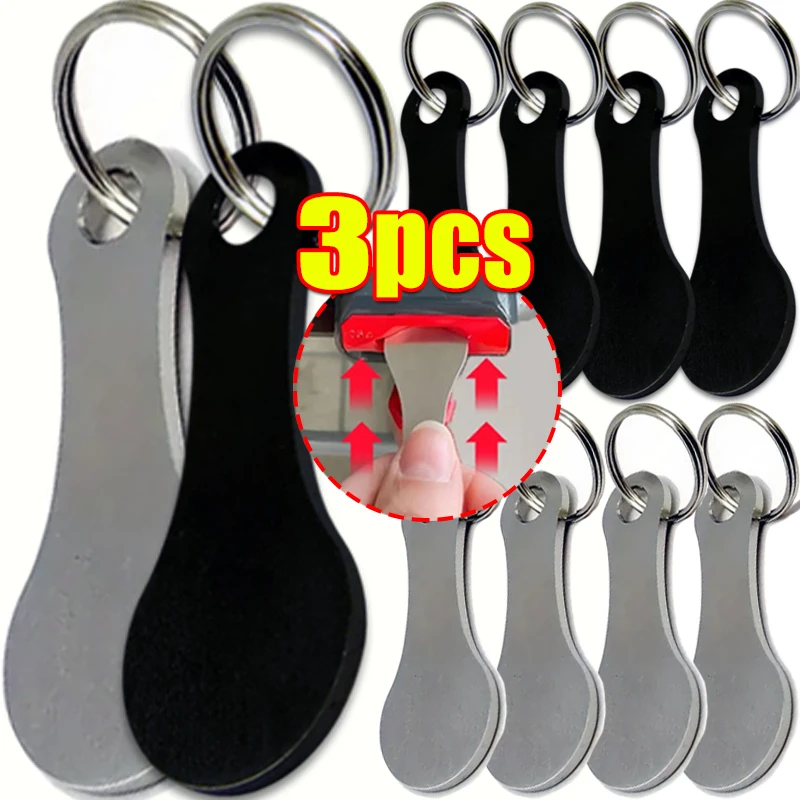 LLavero portátil duro con ficha para carrito de compras, llavero metálico de acero inoxidable para gancho para llaves, accesorios prácticos de uso diario, 1-3 uds.