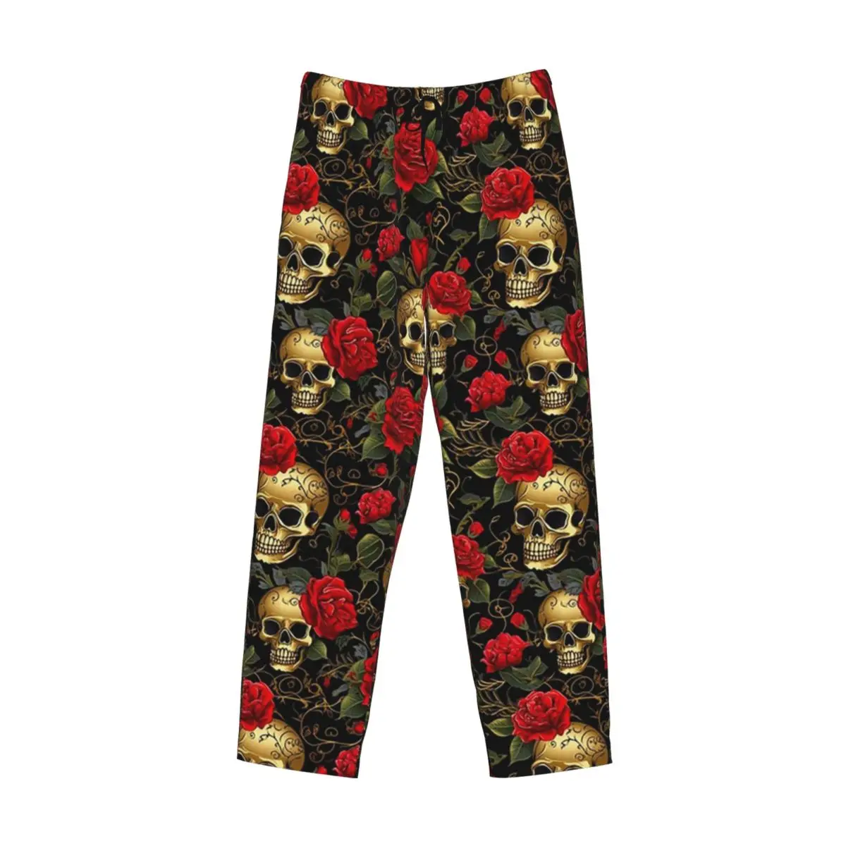 Custom Golden Skulls By Ed Hardy Style Pajama Pants Men Sleepwear Sleep Lounge Bottoms with Pockets