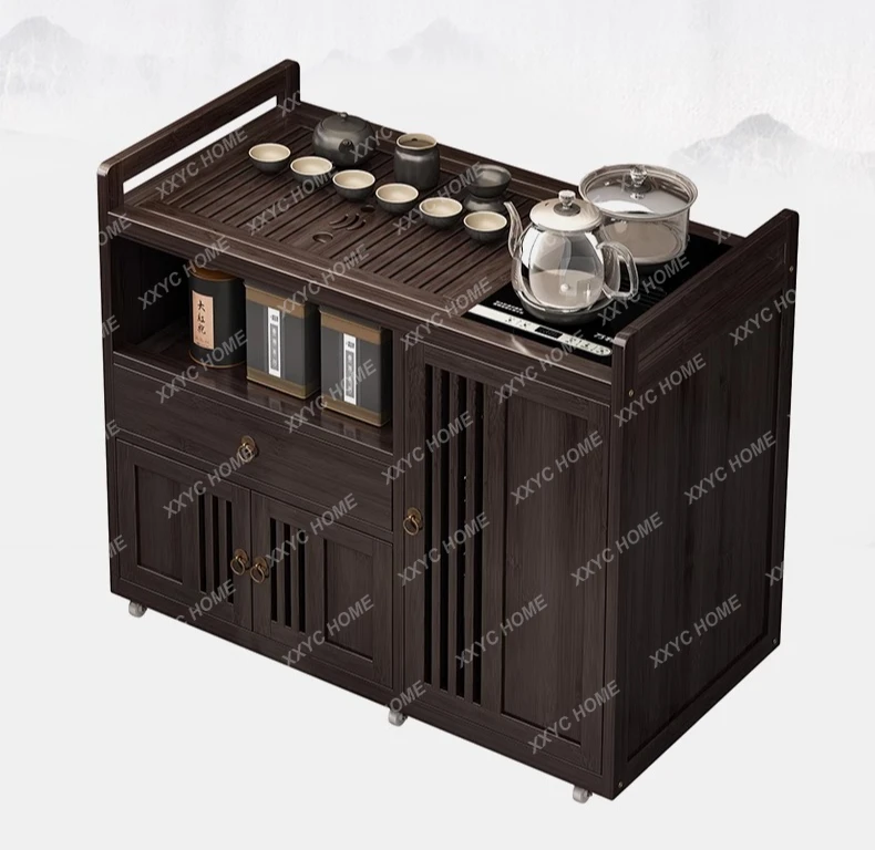 A Mobile tea table Small tea table Household living room Tea cabinet with wheel