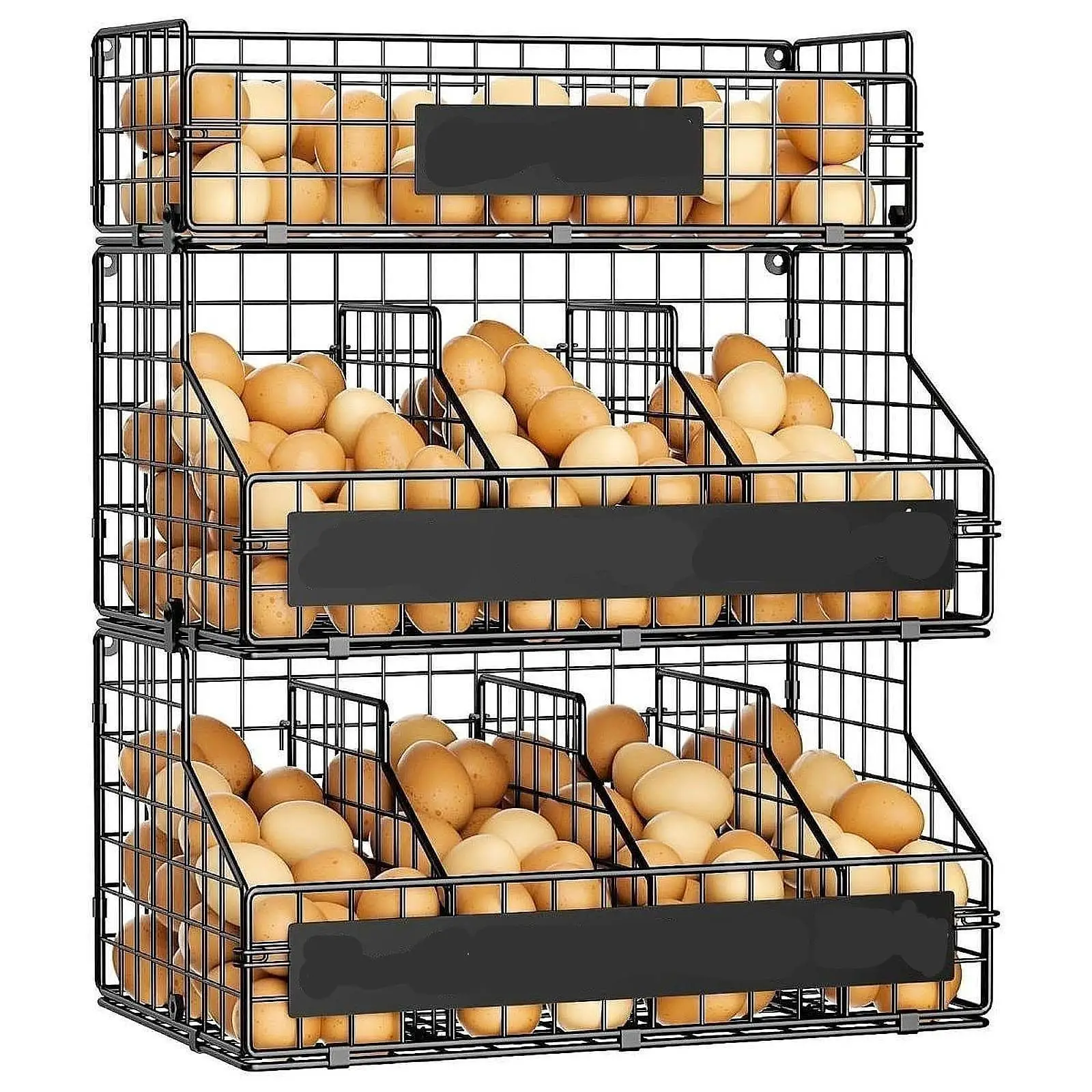 

3 Tier Stackable Egg Rack Egg Organizer with 5 Dividers DIY Nameplate