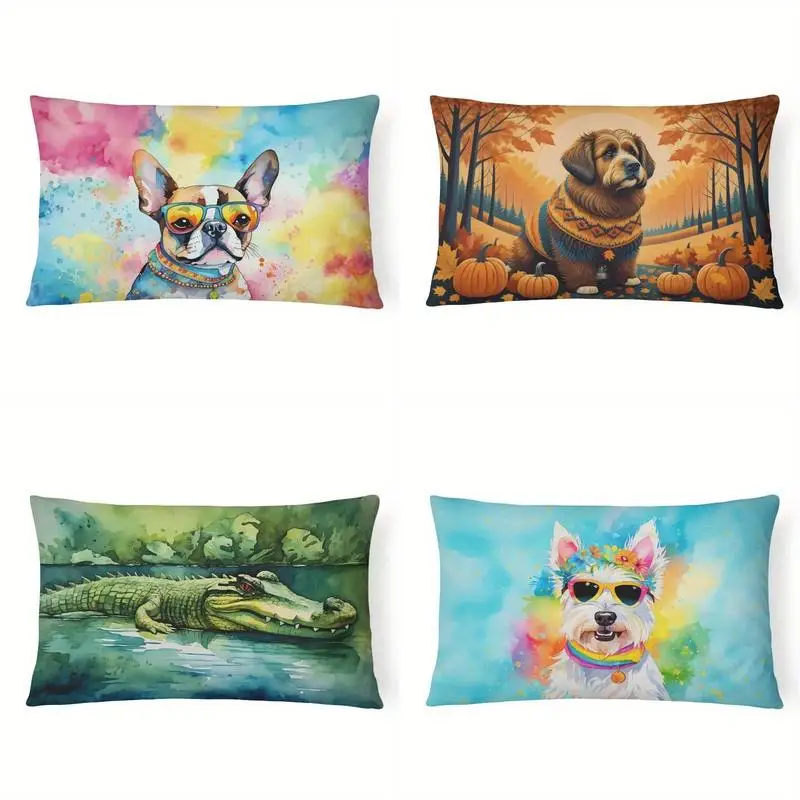 Cool French Bulldog Pillow Cover Suitable For Sofa Bedroom Car Pillow Cover Cushion Rectangular Back Cushion
