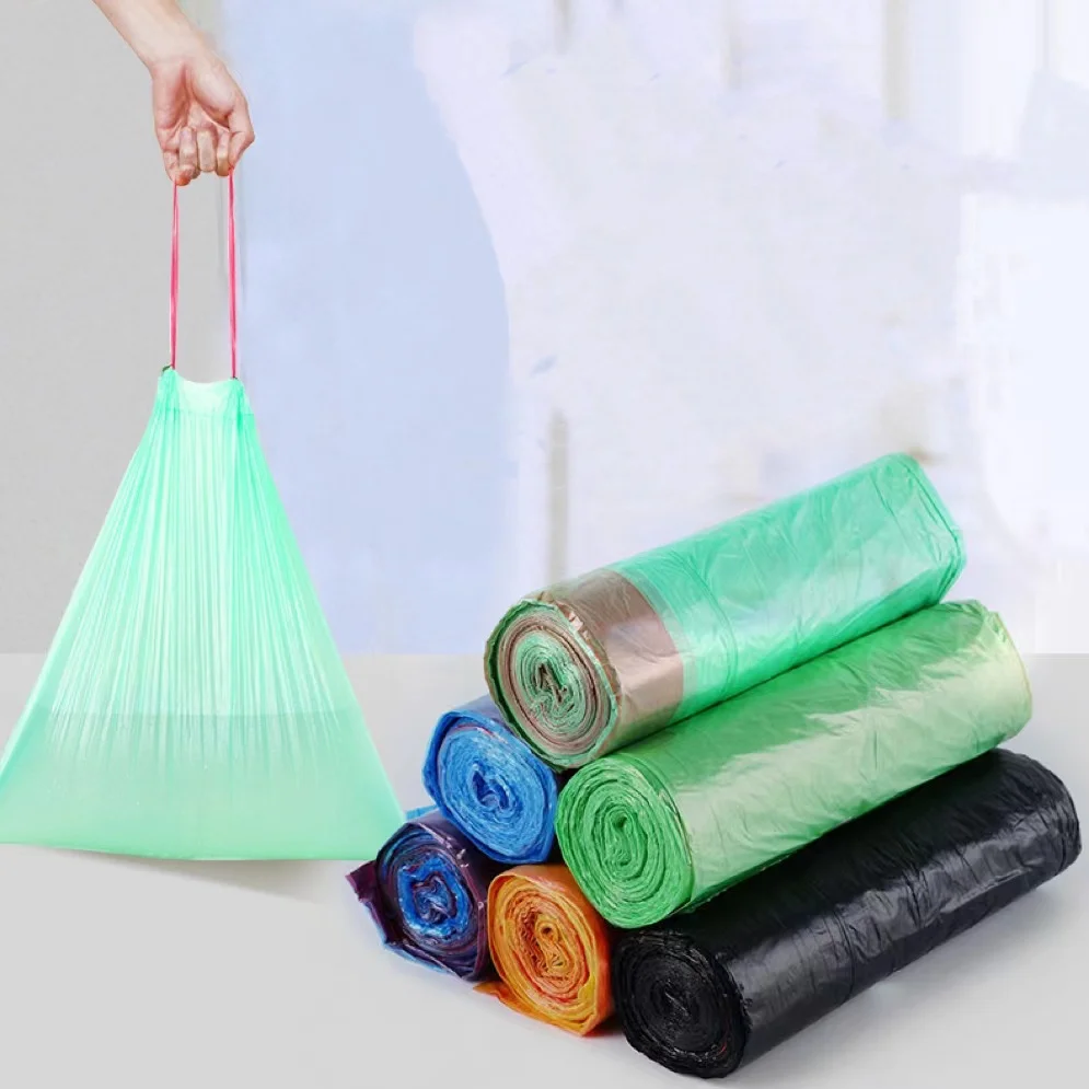 4 Gallons Drawstring Garbage Bags with Strong Load-Bearing Capacity Suitable for Bathroom Kitchen and Bedroom PE Pure Material