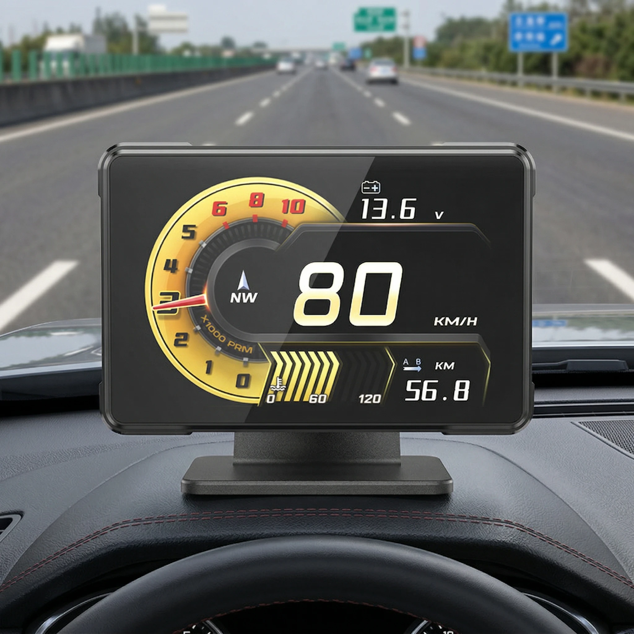

New Car Modification Meter A91 HUD LCD Display Voltage Speed RPM Turbo Oil Temp Gauge Headup Display for Car