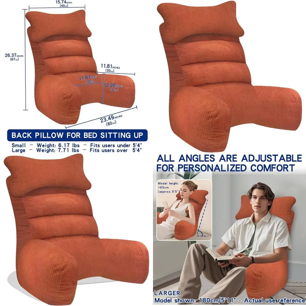 Ergonomic Bed Pillow with Armrests for Reading, Watching TV, and Gaming in Comfort