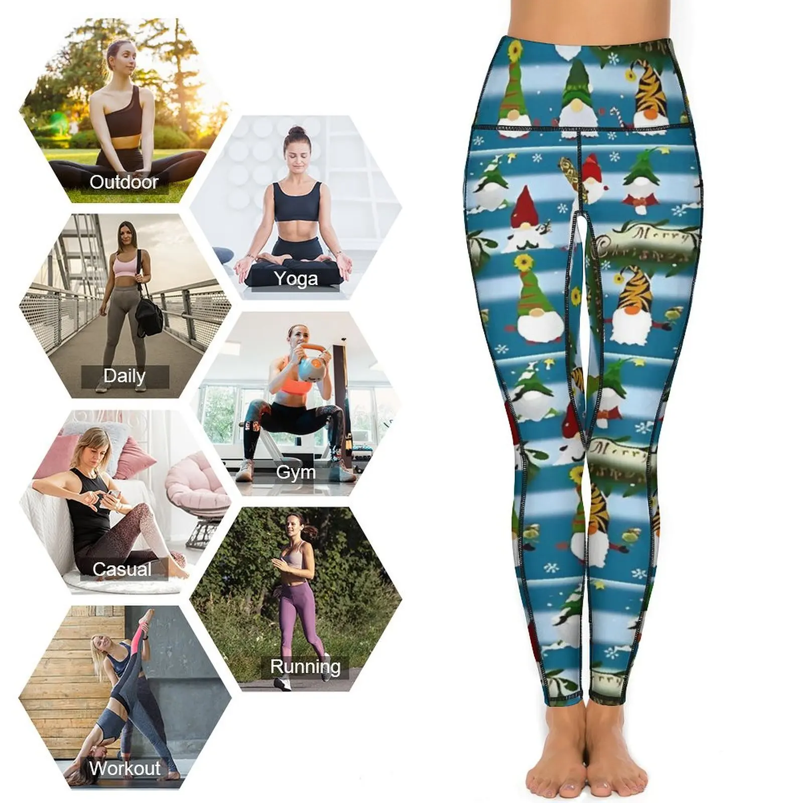 Feliz Navidad Santa lindo Gnomo pantalones de Yoga mallas gráficas sexis mallas para correr de cintura alta mujeres dulces medias deportivas elásticas