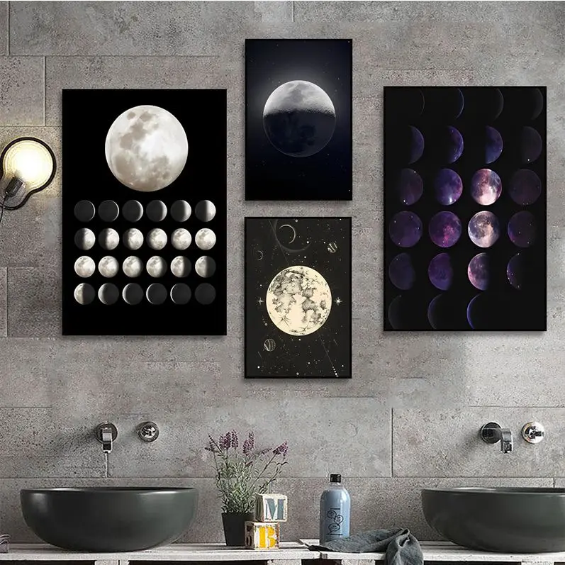 Art Print Moon Phase Space Good Quality Prints and Posters HD Quality Poster Wall Art Painting Study Posters Wall Stickers